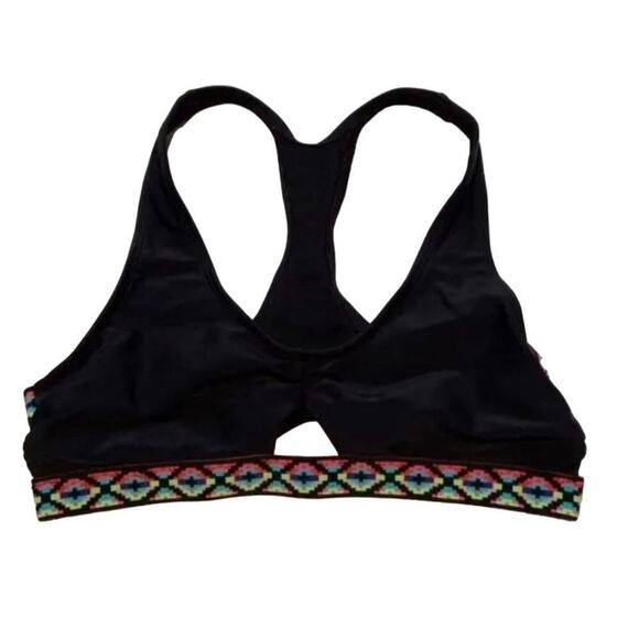 EXHILARATION Women Black‎ w/Multi Color RainbowTrim BikiniTop/Bottom Swim Sz M - Picture 4 of 11